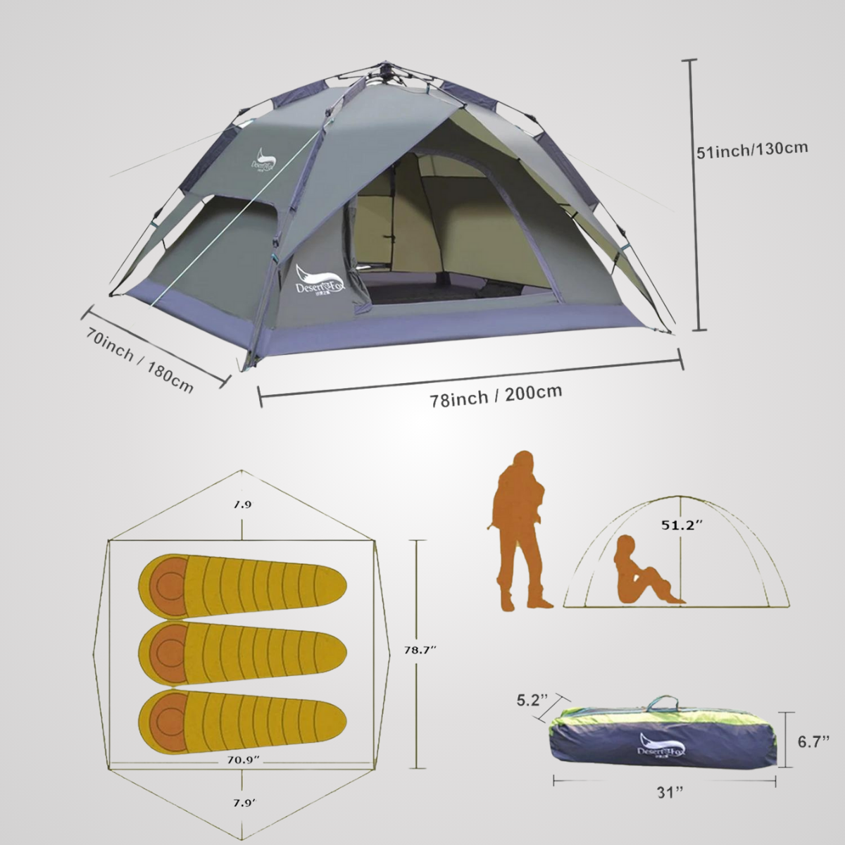 Barraca de Camping para 4 Pessoas