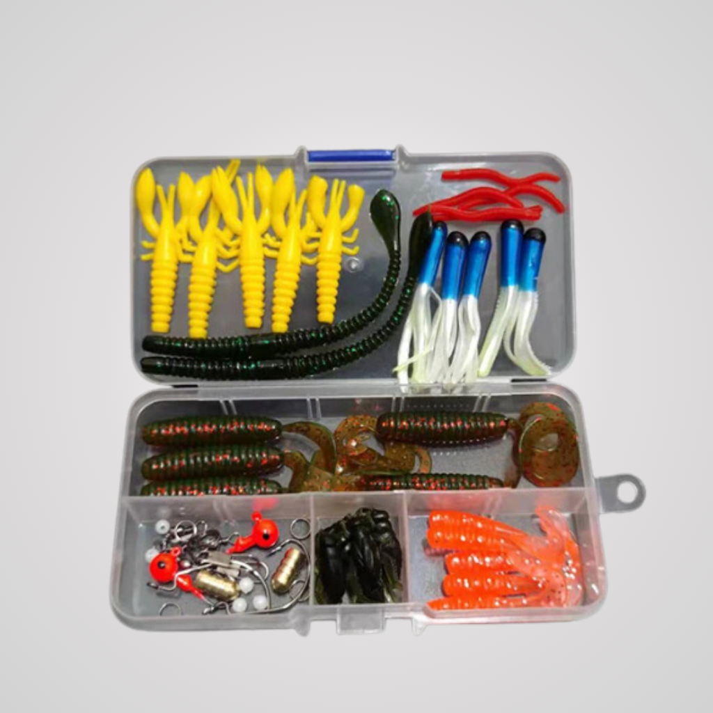 Kit de Pesca (Linha, Anzol, Iscas Artificiais, Alicate e Grip)