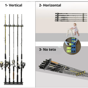Suporte de Parede para Varas de Pesca